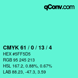 颜色代码: CMYK 61 / 0 / 13 / 4 | qconv.com