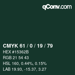 Farbcode: CMYK 61 / 0 / 19 / 79 | qconv.com