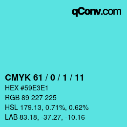 Código de color: CMYK 61 / 0 / 1 / 11 | qconv.com