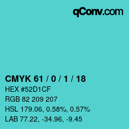 Color code: CMYK 61 / 0 / 1 / 18 | qconv.com