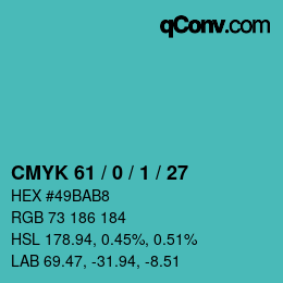 カラーコード: CMYK 61 / 0 / 1 / 27 | qconv.com