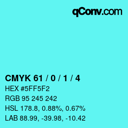 Color code: CMYK 61 / 0 / 1 / 4 | qconv.com
