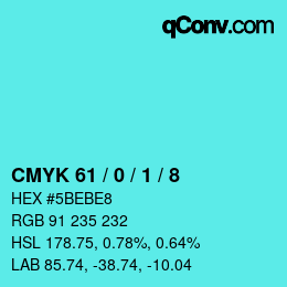 Color code: CMYK 61 / 0 / 1 / 8 | qconv.com