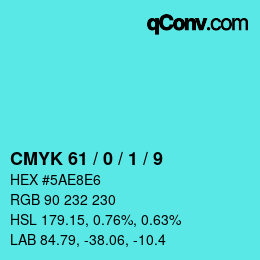 カラーコード: CMYK 61 / 0 / 1 / 9 | qconv.com