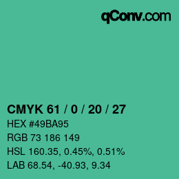 カラーコード: CMYK 61 / 0 / 20 / 27 | qconv.com