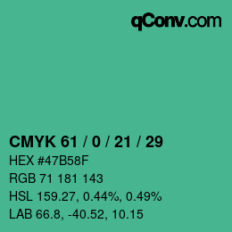 Color code: CMYK 61 / 0 / 21 / 29 | qconv.com