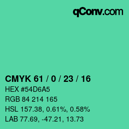 Color code: CMYK 61 / 0 / 23 / 16 | qconv.com
