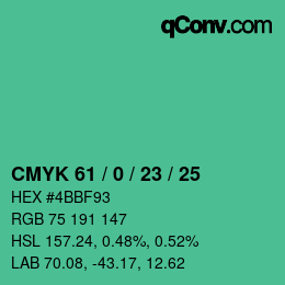 Color code: CMYK 61 / 0 / 23 / 25 | qconv.com