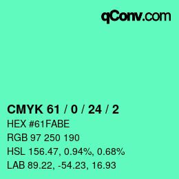 カラーコード: CMYK 61 / 0 / 24 / 2 | qconv.com
