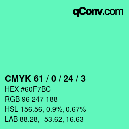 颜色代码: CMYK 61 / 0 / 24 / 3 | qconv.com