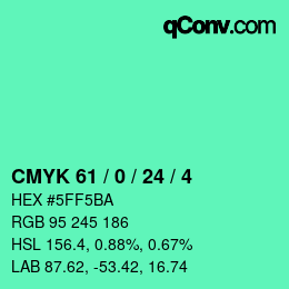 Color code: CMYK 61 / 0 / 24 / 4 | qconv.com