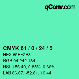 颜色代码: CMYK 61 / 0 / 24 / 5 | qconv.com