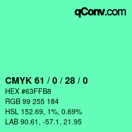 Color code: CMYK 61 / 0 / 28 / 0 | qconv.com