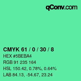 カラーコード: CMYK 61 / 0 / 30 / 8 | qconv.com