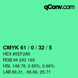 Color code: CMYK 61 / 0 / 32 / 5 | qconv.com