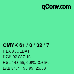 Color code: CMYK 61 / 0 / 32 / 7 | qconv.com