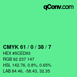 Color code: CMYK 61 / 0 / 38 / 7 | qconv.com