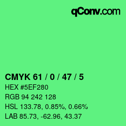 Farbcode: CMYK 61 / 0 / 47 / 5 | qconv.com