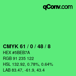 Color code: CMYK 61 / 0 / 48 / 8 | qconv.com