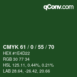 Farbcode: CMYK 61 / 0 / 55 / 70 | qconv.com