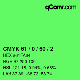 Color code: CMYK 61 / 0 / 60 / 2 | qconv.com
