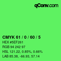 カラーコード: CMYK 61 / 0 / 60 / 5 | qconv.com