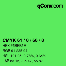 Color code: CMYK 61 / 0 / 60 / 8 | qconv.com