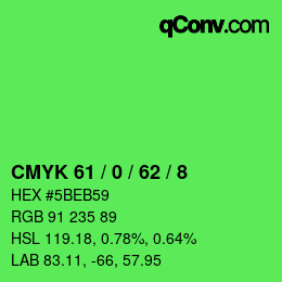 Color code: CMYK 61 / 0 / 62 / 8 | qconv.com