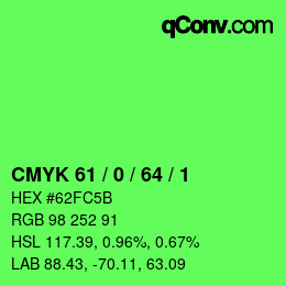 Color code: CMYK 61 / 0 / 64 / 1 | qconv.com