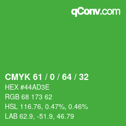 Color code: CMYK 61 / 0 / 64 / 32 | qconv.com