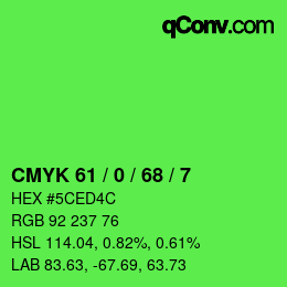 Color code: CMYK 61 / 0 / 68 / 7 | qconv.com