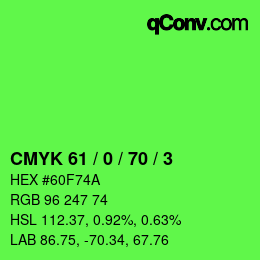 Farbcode: CMYK 61 / 0 / 70 / 3 | qconv.com