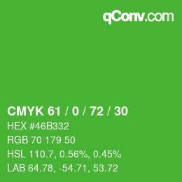 Color code: CMYK 61 / 0 / 72 / 30 | qconv.com