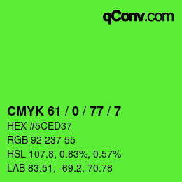 Color code: CMYK 61 / 0 / 77 / 7 | qconv.com
