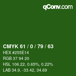 Color code: CMYK 61 / 0 / 79 / 63 | qconv.com