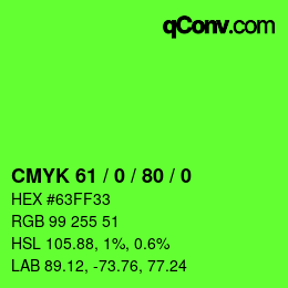 颜色代码: CMYK 61 / 0 / 80 / 0 | qconv.com