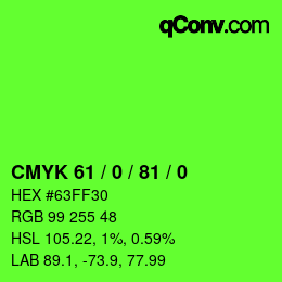 颜色代码: CMYK 61 / 0 / 81 / 0 | qconv.com