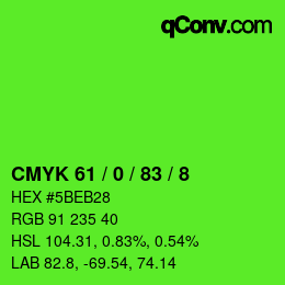 Color code: CMYK 61 / 0 / 83 / 8 | qconv.com