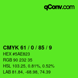 Farbcode: CMYK 61 / 0 / 85 / 9 | qconv.com