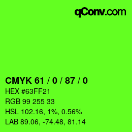 颜色代码: CMYK 61 / 0 / 87 / 0 | qconv.com