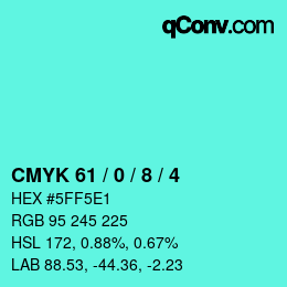 Color code: CMYK 61 / 0 / 8 / 4 | qconv.com
