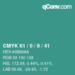 Color code: CMYK 61 / 0 / 8 / 41 | qconv.com