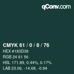 カラーコード: CMYK 61 / 0 / 8 / 76 | qconv.com
