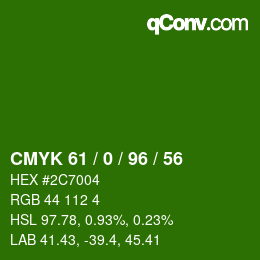 Color code: CMYK 61 / 0 / 96 / 56 | qconv.com