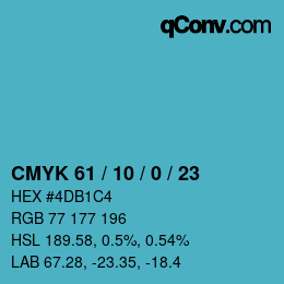 Color code: CMYK 61 / 10 / 0 / 23 | qconv.com
