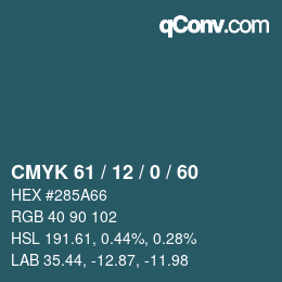カラーコード: CMYK 61 / 12 / 0 / 60 | qconv.com