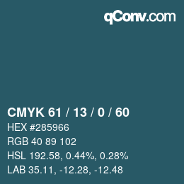 颜色代码: CMYK 61 / 13 / 0 / 60 | qconv.com