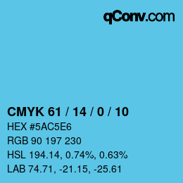 Color code: CMYK 61 / 14 / 0 / 10 | qconv.com