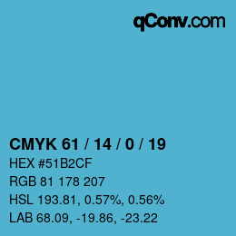 Código de color: CMYK 61 / 14 / 0 / 19 | qconv.com