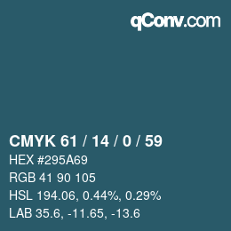 カラーコード: CMYK 61 / 14 / 0 / 59 | qconv.com